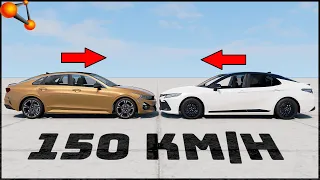 KIA K5 vs TOYOTA CAMRY! 150 Km/H CRASH TEST! - BeamNg Drive