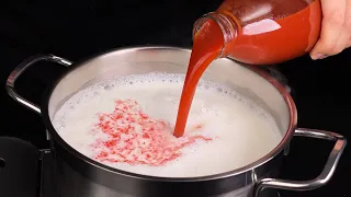 Pour tomato juice into boiling milk! I'm not going to the store anymore! Only 3 ingredients