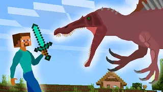 Minecraft Steve VS Spinosaurus  | EPIC BATTLE | Minecraft Dinosaur Animation