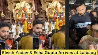 Systumm Elvish Yadav with Esha Gupta arrives to take Blessings of Ganpati Bappa at Lalbaug😍