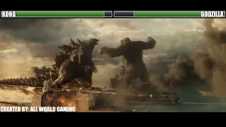 Godzilla vs Kong (2021) Aircraft Carrier Battle with healthbars