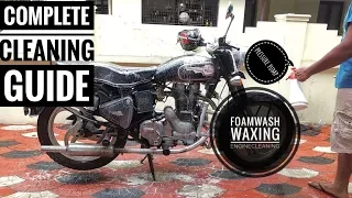 Royal Enfield Full maintenance tips ||foam wash||Waxing||Engine Cleaning||polishing