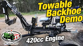 🚜 Towable Backhoe DEMO, 420cc Engine, Tow Behind Ute, Quad, Tractor etc