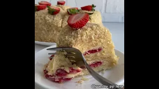 NAPOLEON CAKE WITH RASPBERRY INTERMEDIATE (recipe in description)