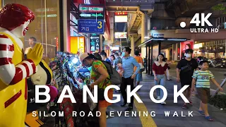 [4K] Evening Walk in Downtown Bangkok, Thailand | Vibrant Silom Area