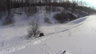 Снегоходы застряли в овраге. Гостевой дом Урга