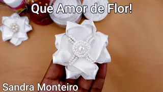 Flor de Fita de Cetim, Modelo Novo by Sandra Monteiro