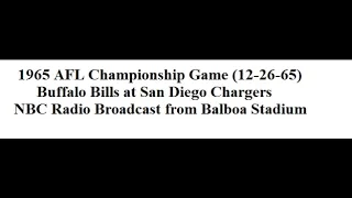 1965 AFL Championship Game Bills at Chargers (radio)