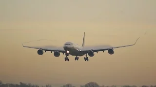 Lufthansa Airbus A340-642 Flight LH505 arrival from São Paulo at Munich Airport D-AIHQ