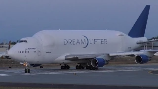 Boeing 747-409(LCF) Dreamlifter [N249BA] Dusk Landing at Paine Field ᴴᴰ