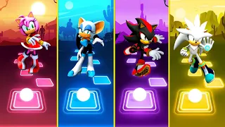 Amy Rose 🆚 Rouge Sonic 🆚 Shadow Sonic 🆚 Silver Sonic | Sonic Team Tiles Hop EDM Rush