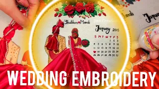 Step by step tutorial on wedding calander embroidery hoop making |calendar hoop making #embroidery