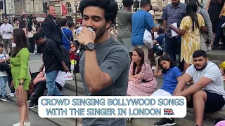 CROWD SINGING BOLLYWOOD SONGS IN LONDON! | Anurag Kumar | Busking Live in UK