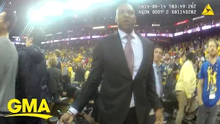 Body camera footage shows officer shove NBA team president l GMA