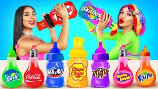 Mukbang Giant Color Bottles Jelly Drink | Mystery Candy Machine | Rainbow Candy by RATATA POWER