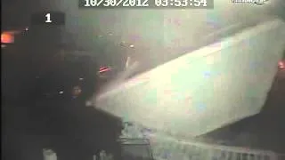 surveillance video catches Sandy taking down porch in Parkside PA