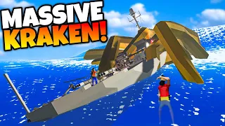 Escaping a MASSIVE KRAKEN That Sunk Our Ship in Stormworks!?