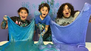 MAKING HAPPY 6TH BIRTHDAY SLIME WITH OUR LITTLE BROTHER JUNIOR - DIY GIANT GALLONS OF BIRTHDAY SLIME