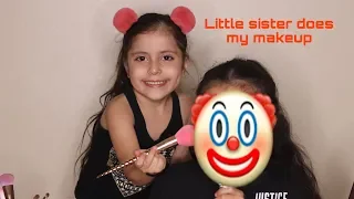 Little sister does big sisters makeup