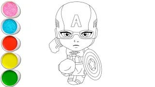 Lego Captain America Coloring Page Drawing with Colors for Kids and Toddlers