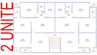 HOUSE PLAN DESIGN | EP 52 | 2600 SQUARE FEET TWO-UNIT HOUSE PLAN | LAYOUT PLAN