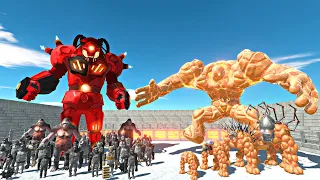 Mutant Primates Army vs Caramel Lava Golem Evolution in Lava Stadium Arena - ARBS