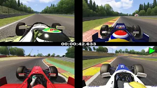 Assetto Corsa: F4 vs F3 vs F2 vs F1 Lap Comparison at Spa