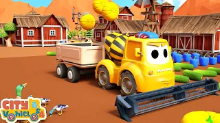 Construction vehicles build Swimming Pool-Excavator dump truck and Water Tank Truck for Kids