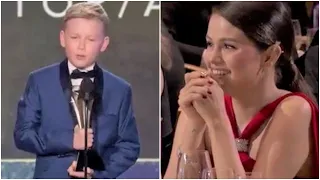 Selena Gomez Reaction to the best young actor award at 27th Critics Choice Awards 2022