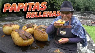 RICAS PAPAS RELLENAS (hechas en el río) | Doña Empera