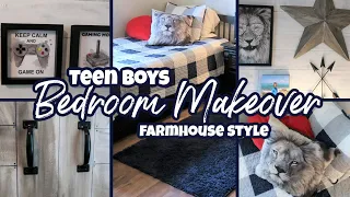 TEEN BOYS FARMHOUSE STYLE BEDROOM MAKEOVER / VLOG STYLE WITH DIY'S / NEW LAMINATE FLOORING