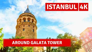 Galata Tower Symbol Of Istanbul 4 October Walking Tour|4k UHD 60fps