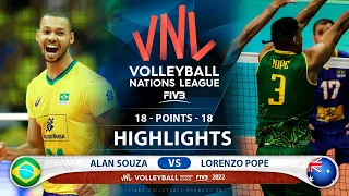 Alan Souza vs Lorenzo Pope | Brazil vs Australia | Highlights | Men's VNL 2022 (HD)