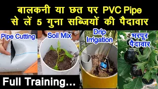 PVC Pipe से बालकनी या छत पर ले सब्ज़ियों की 5 गुना तक पैदावार, Step By Step Full Training