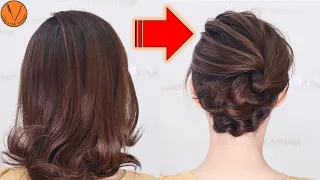[Semi－long hair arrangement] Up style made from two braids