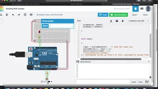 Controlling LED brightness using photoresistor simulation (Tinkercad)