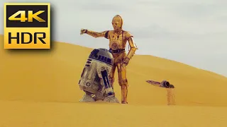 4K HDR • C3PO and R2D2 lost in Tatooine (Star Wars Episode IV)