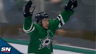 Stars' Logan Stankoven Snipes First Career NHL Goal Off Beauty Fadeaway Feed From Wyatt Johnston