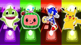 baby shark 🆚 Cocomelon 🆚 Sonic exe 🆚 Pikachu.🎶 Who is the Best??🎯🎯