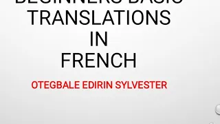 Basic translation in french