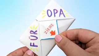 Paper SURPRISE MESSAGE CARD. EASY Pull Tab Origami Envelope Card