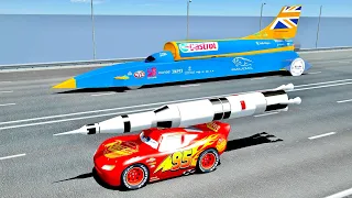 Lightning McQueen Rocket Edition vs SSC BloodHound - Drag Race 24 KM