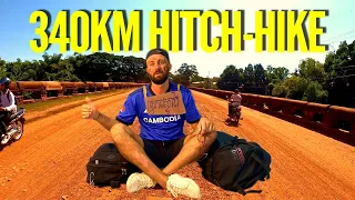 340KM Hitch-hiking Challenge in Cambodia 🇰🇭