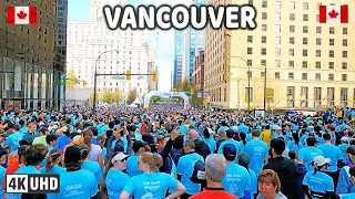 🇨🇦 【4K】☀️🏃‍♀🏃 Downtown Vancouver BC, Canada.  Amazing sunny day. Vancouver Sun Run. April 21, 2024.