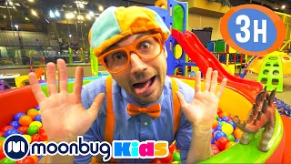 🤩 Blippi Visita um Parque Infantil! 🤩 | 3 HORAS DE BLIPPI! | Moonbug Kids | Vídeos Educativos