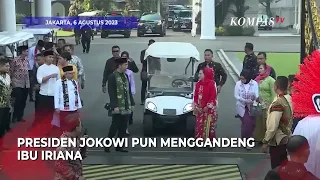 Saat Presiden Jokowi Gandeng Iriana hingga Para Menteri Tampil Beda di Acara Istana Berkebaya