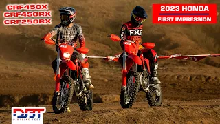 Quick 2023 Honda Off-Road Bikes Riding Impressions | CRF450X, CRF450RX, CRF250RX Dirt Bike Test
