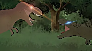 StickNodes Dino Showdown: Rexy vs. Speckles Animation.