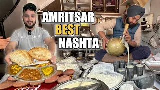 Best Breakfast in Amritsar | Poori Cholley, Giani Lassi, Desi Ghee Halwa | Amritsar Best Street Food