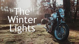 The Winter Lights and a Triumph Bonneville T120 Motorcycle.